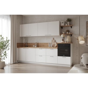 Кухонный гарнитур 3000 вариант 4 Лизет (белый софт матовый)