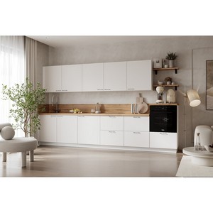 Кухонный гарнитур 3600 вариант 4 Лизет (белый софт матовый)