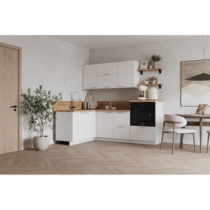 Кухонный гарнитур угловой 1500х2100 Лизет (белый софт матовый)