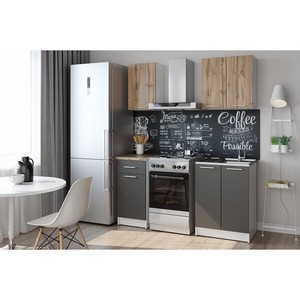 Гарнитур кухонный Ника (белый/графит, дуб вотан)