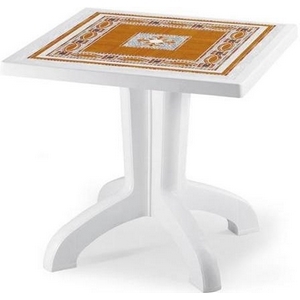 Стол DAYTONA 80х80 CONTRACT DECO TOP (цвет белый с мозаикой, квадратный) 1001 из пластика (пластиковая мебель)
