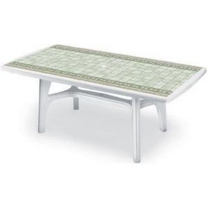 Стол PRESIDENT 1800 DECO TOP (цвет белый с мозаикой, прямоугольный) 1800 из пластика (пластиковая мебель)