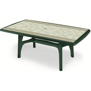 Стол PRESIDENT 1800 DECO TOP (цвет зеленый с мозаикой, прямоугольный) 1801 из пластика (пластиковая мебель)