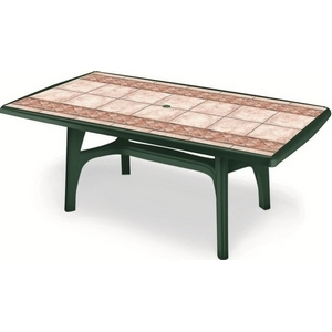 Стол PRESIDENT 1800 DECO TOP (цвет зеленый с мозаикой, прямоугольный) 2130 из пластика (пластиковая мебель)