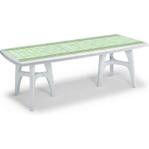 Стол PRESIDENT TRIS 1700-1950-2200 DECO TOP (цвет белый с мозаикой, прямоугольный раскладной) 974 из пластика (пластиковая мебель)