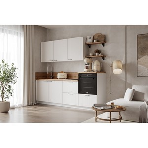 Кухонный гарнитур 2400 вариант 4 Лизет (белый софт матовый)