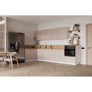 Кухонный гарнитур угловой 1500х3150 вариант 4 Лизет (крем)