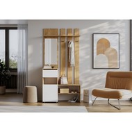 Вешалка с зеркалом Денвер (дуб 3олотистый, белый)