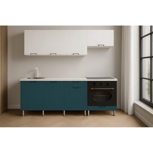 Кухонный гарнитур со столешницей Кампео (белый снег, бриз)