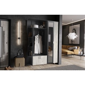 Прихожая Лика - 1 1,5м (графит, дуб крафт белый)