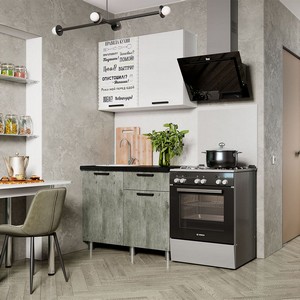 Готовая кухня Ева 1 м, белый/метрополитан грей