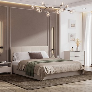 Двуспальная кровать с основанием №4 160х200 (бежевая)