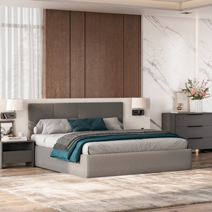 Двуспальная кровать с основанием №4 160х200 (серая)