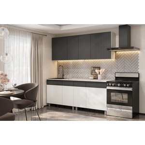 Кухонный гарнитур София 2м (Белый, Бланж, Графит матовый, Гранит белый)