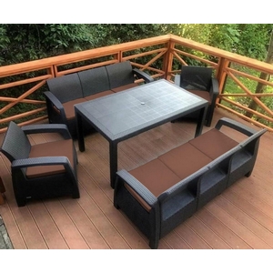 Обеденный комплект под ротанг Yalta Family Maxi Set (коричневые подушки)