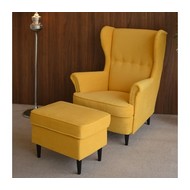 Кресло с пуфиком Стрэнд (Страндмон) Ultra Yellow (велюр, желтый)
