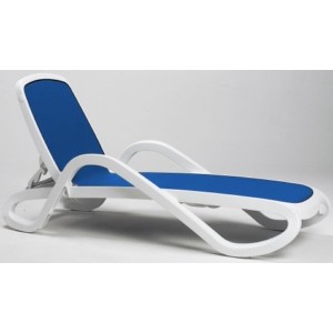 Лежак ALFA (цвет белый с blu, монолитный) из пластика (пластиковая мебель)