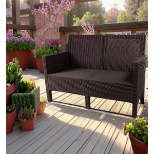 Диван двухместный садовый под ротанг СадКо (темно-коричневый)