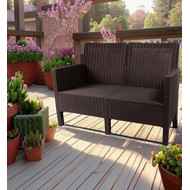 Диван двухместный садовый под ротанг СадКо (темно-коричневый)