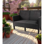 Диван двухместный садовый под ротанг СадКо (темно-серый)