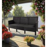 Диван трехместный садовый под ротанг СадКо (темно-серый)