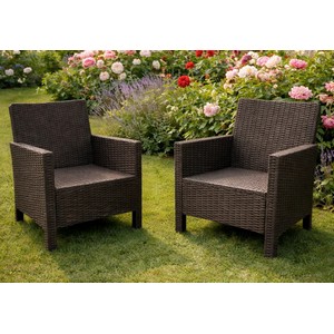 Комплект кресел садовых под ротанг 2 шт СадКо (темно-коричневый)