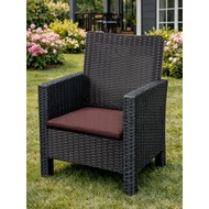 Кресло садовое под ротанг СадКо (темно-серый с коричневой подушкой)