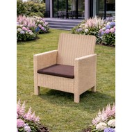 Кресло садовое под ротанг СадКо (бежевый с коричневой подушкой)