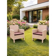 Комплект кресел садовых под ротанг 2 шт СадКо (бежевый с коричневой подушкой)