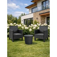 Комплект 2 садовых кресла и столик под ротанг СадКо (темно-серый)