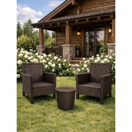 Комплект 2 садовых кресла и столик под ротанг СадКо (темно-коричневый)