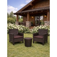 Комплект 2 садовых кресла и столик под ротанг СадКо (темно-коричневый с коричневой подушкой)