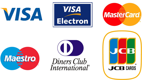 К оплате принимаются: VISA, VISA Electron, MasterCard, Maestro, Diners Club International, JCB Cards.